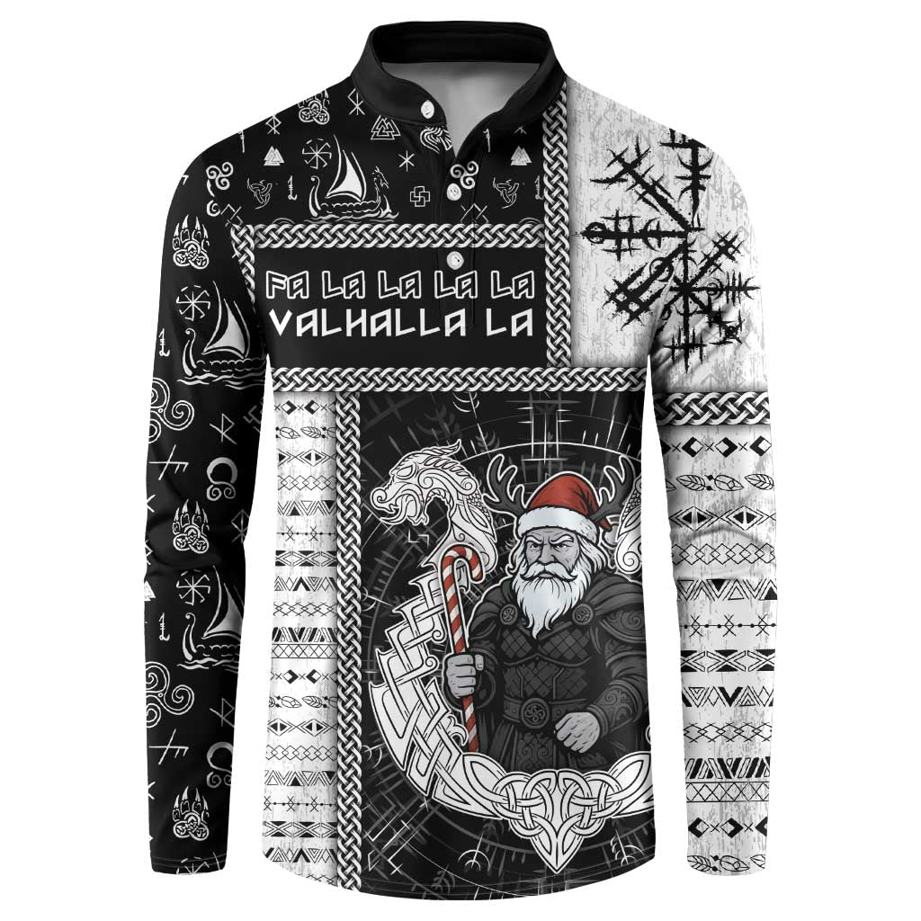 Vikings Christmas Button Sweatshirt Fa La La La Valhalla La - Wonder Print Shop