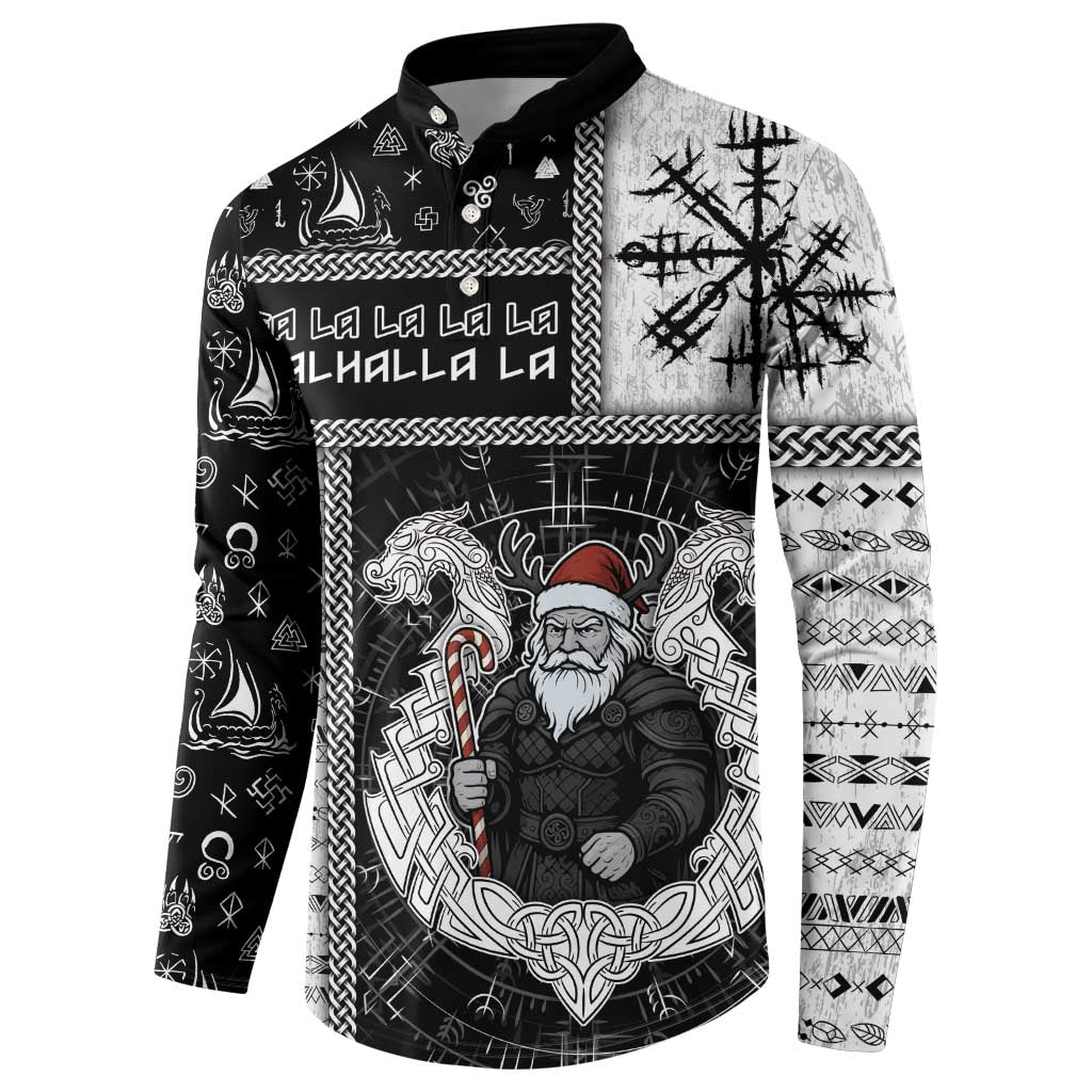 Vikings Christmas Button Sweatshirt Fa La La La Valhalla La - Wonder Print Shop