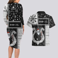 Vikings Christmas Couples Matching Long Sleeve Bodycon Dress and Hawaiian Shirt Fa La La La Valhalla La - Wonder Print Shop