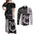 Vikings Christmas Couples Matching Off Shoulder Maxi Dress and Long Sleeve Button Shirt Fa La La La Valhalla La - Wonder Print Shop