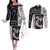 Vikings Christmas Couples Matching Off The Shoulder Long Sleeve Dress and Long Sleeve Button Shirt Fa La La La Valhalla La - Wonder Print Shop