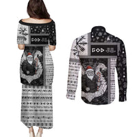 Vikings Christmas Couples Matching Puletasi and Long Sleeve Button Shirt Fa La La La Valhalla La - Wonder Print Shop