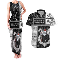 Vikings Christmas Couples Matching Tank Maxi Dress and Hawaiian Shirt Fa La La La Valhalla La - Wonder Print Shop
