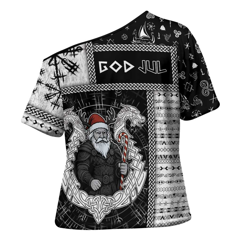 Vikings Christmas Cross Shoulder Shirt Fa La La La Valhalla La - Wonder Print Shop