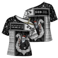 Vikings Christmas Cross Shoulder Shirt Fa La La La Valhalla La - Wonder Print Shop