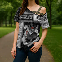 Vikings Christmas Cross Shoulder Shirt Fa La La La Valhalla La - Wonder Print Shop