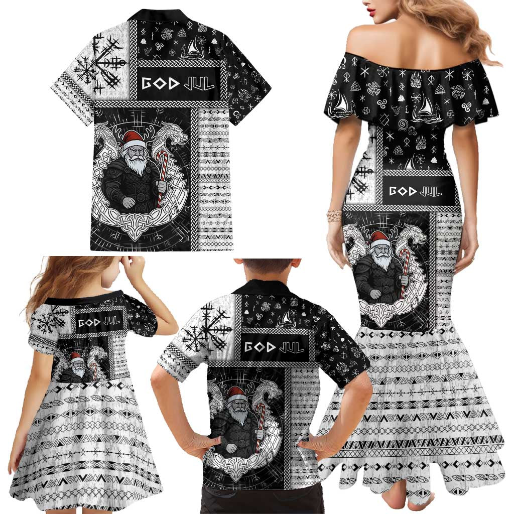Vikings Christmas Family Matching Mermaid Dress and Hawaiian Shirt Fa La La La Valhalla La - Wonder Print Shop