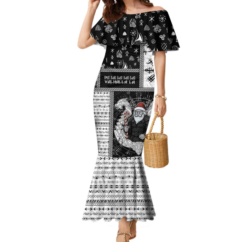 Vikings Christmas Family Matching Mermaid Dress and Hawaiian Shirt Fa La La La Valhalla La - Wonder Print Shop
