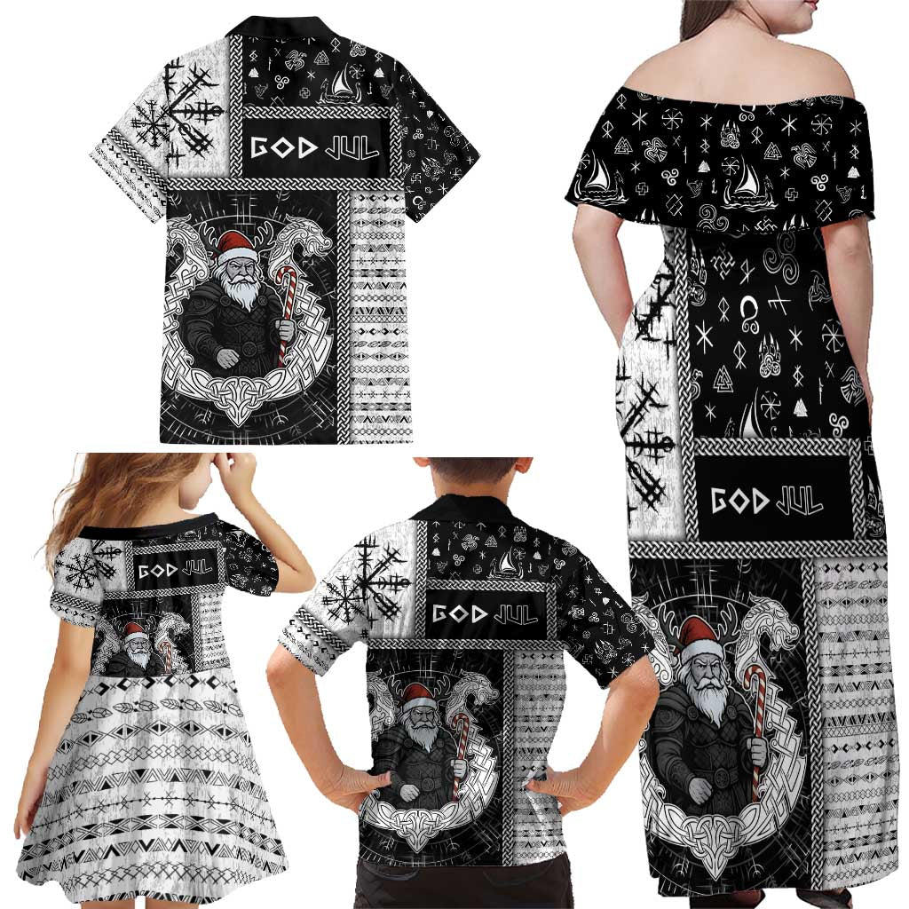 Vikings Christmas Family Matching Off Shoulder Maxi Dress and Hawaiian Shirt Fa La La La Valhalla La - Wonder Print Shop