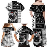 Vikings Christmas Family Matching Off Shoulder Maxi Dress and Hawaiian Shirt Fa La La La Valhalla La - Wonder Print Shop