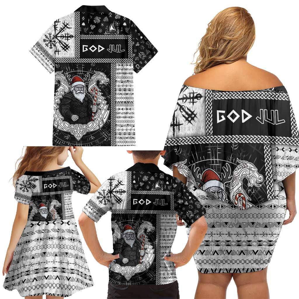 Vikings Christmas Family Matching Off Shoulder Short Dress and Hawaiian Shirt Fa La La La Valhalla La - Wonder Print Shop
