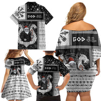 Vikings Christmas Family Matching Off Shoulder Short Dress and Hawaiian Shirt Fa La La La Valhalla La - Wonder Print Shop