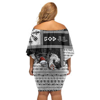 Vikings Christmas Family Matching Off Shoulder Short Dress and Hawaiian Shirt Fa La La La Valhalla La - Wonder Print Shop