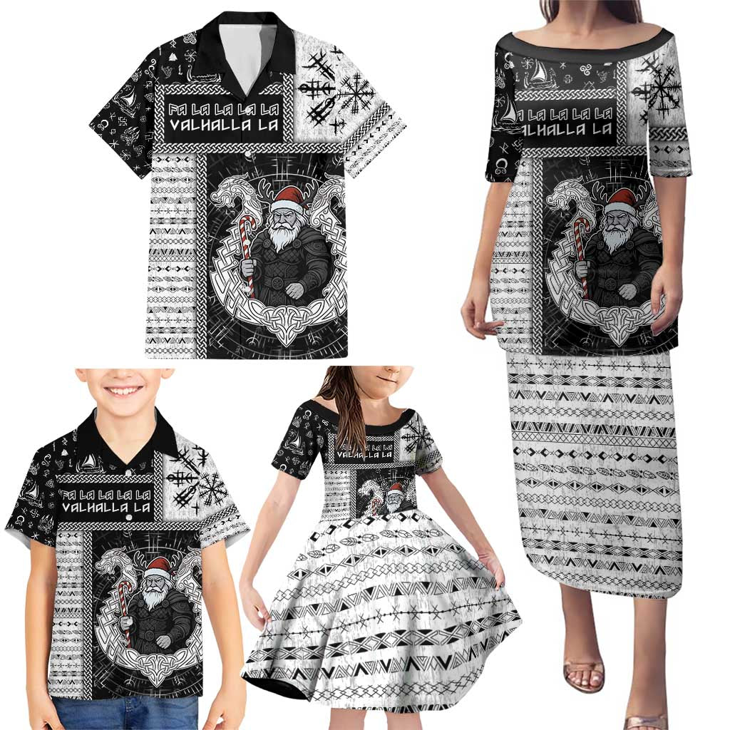 Vikings Christmas Family Matching Puletasi and Hawaiian Shirt Fa La La La Valhalla La - Wonder Print Shop