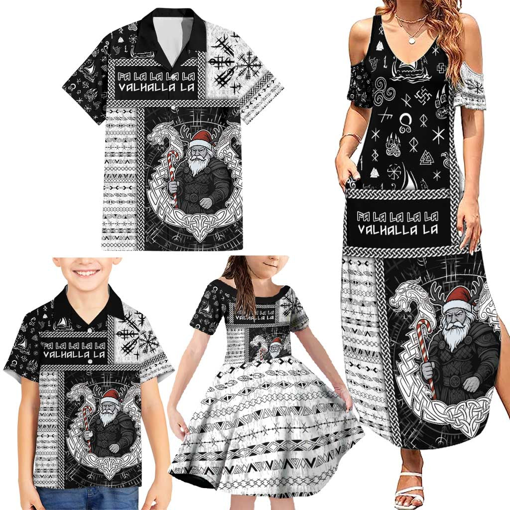 Vikings Christmas Family Matching Summer Maxi Dress and Hawaiian Shirt Fa La La La Valhalla La - Wonder Print Shop