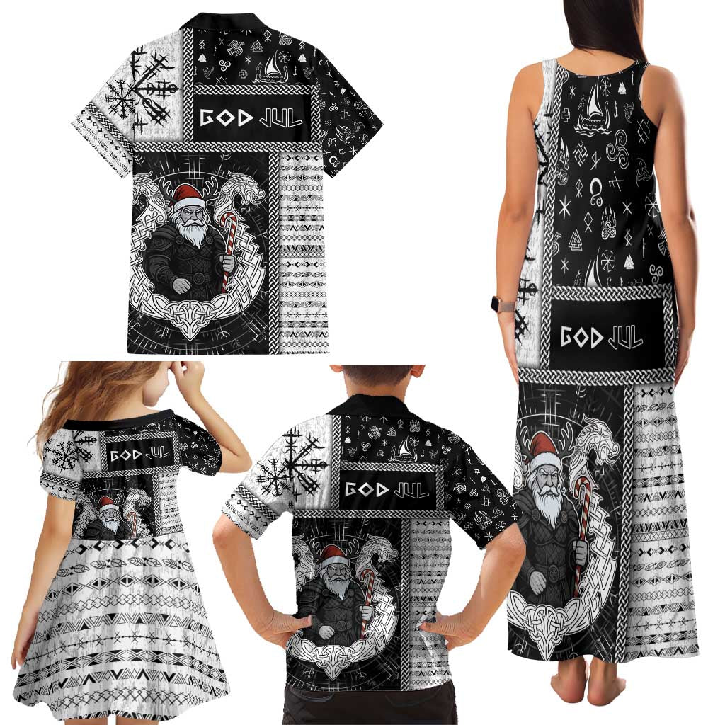 Vikings Christmas Family Matching Tank Maxi Dress and Hawaiian Shirt Fa La La La Valhalla La - Wonder Print Shop