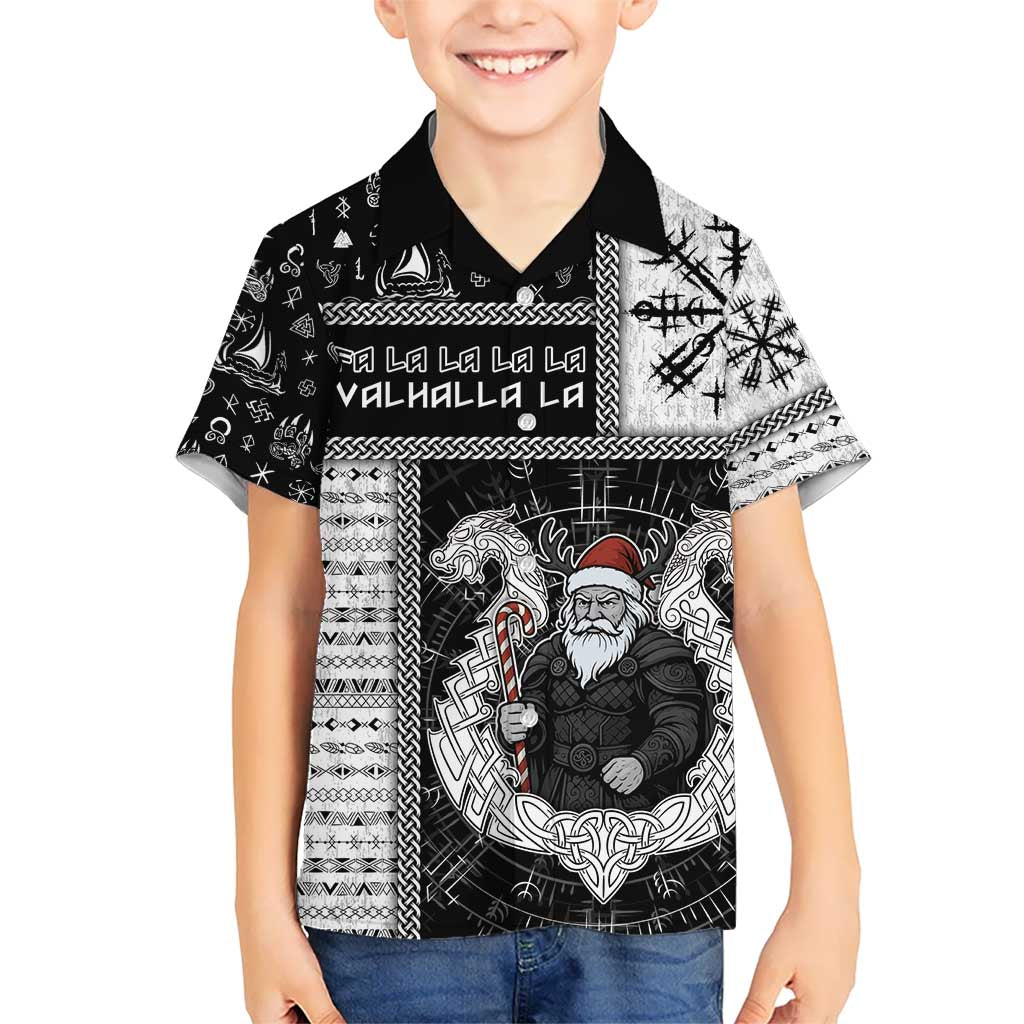 Vikings Christmas Kid Hawaiian Shirt Fa La La La Valhalla La - Wonder Print Shop