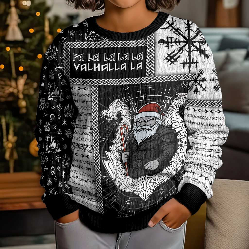 Viking Christmas Kid Ugly Christmas Sweater Fa La La La Valhalla La - Wonder Print Shop