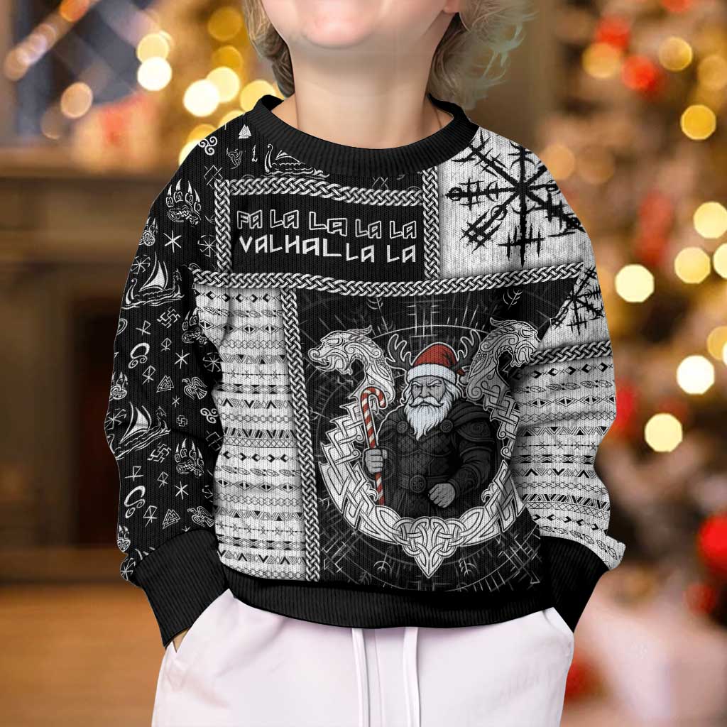 Viking Christmas Kid Ugly Christmas Sweater Fa La La La Valhalla La - Wonder Print Shop