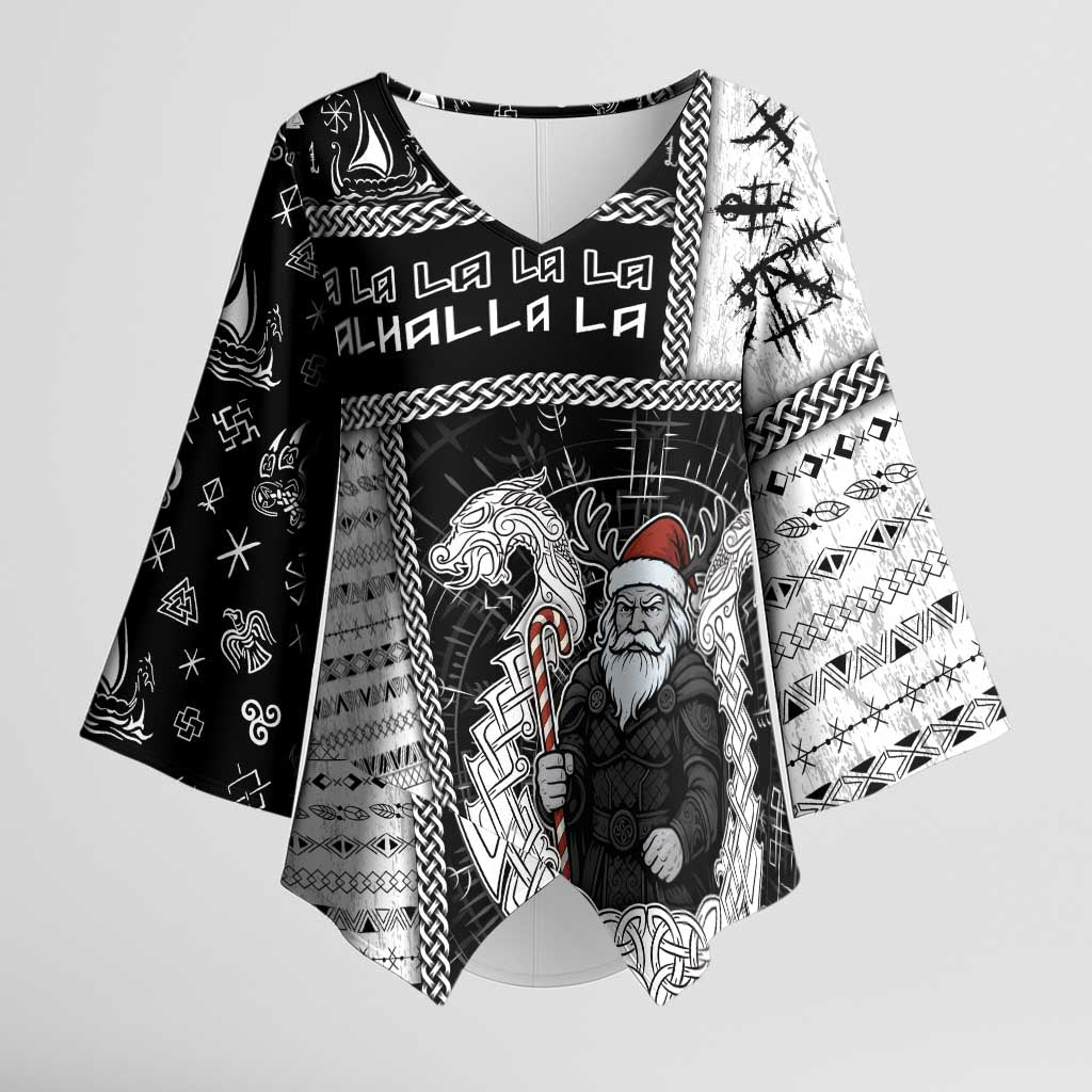 Vikings Christmas Kimono Sleeve Blouse Fa La La La Valhalla La - Wonder Print Shop