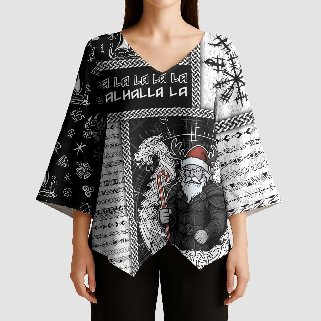Vikings Christmas Kimono Sleeve Blouse Fa La La La Valhalla La - Wonder Print Shop