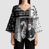 Vikings Christmas Kimono Sleeve Blouse Fa La La La Valhalla La - Wonder Print Shop
