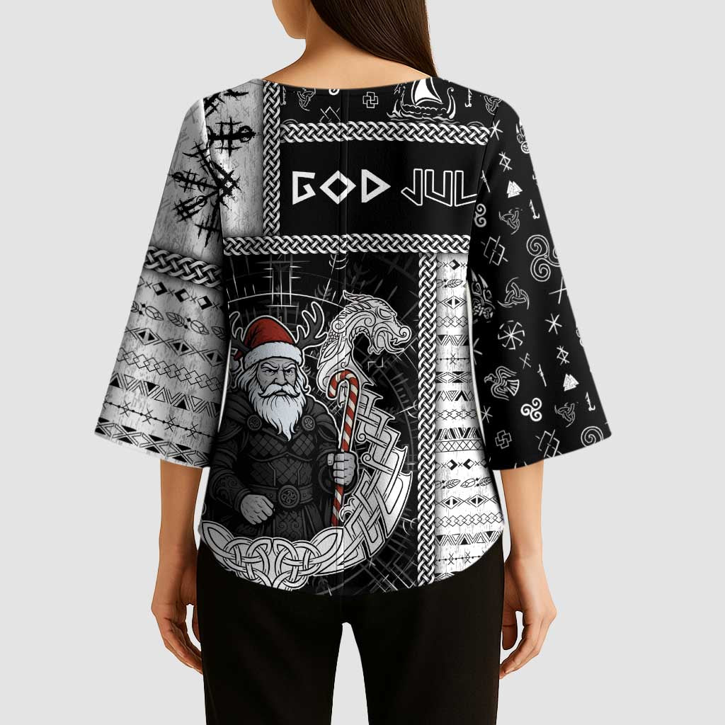 Vikings Christmas Kimono Sleeve Blouse Fa La La La Valhalla La - Wonder Print Shop