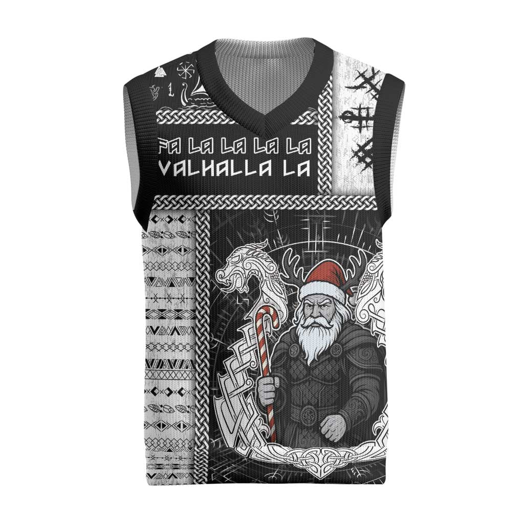 Viking Christmas Knitted V-Neck Vest Fa La La La Valhalla La - Wonder Print Shop