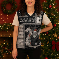 Viking Christmas Knitted V-Neck Vest Fa La La La Valhalla La - Wonder Print Shop