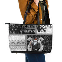 Vikings Christmas Leather Tote Bag Fa La La La Valhalla La - Wonder Print Shop
