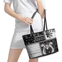 Vikings Christmas Leather Tote Bag Fa La La La Valhalla La - Wonder Print Shop