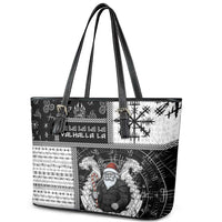 Vikings Christmas Leather Tote Bag Fa La La La Valhalla La - Wonder Print Shop
