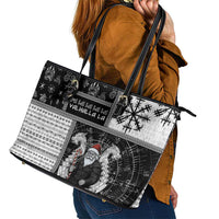 Vikings Christmas Leather Tote Bag Fa La La La Valhalla La - Wonder Print Shop