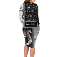 Vikings Christmas Long Sleeve Bodycon Dress Fa La La La Valhalla La - Wonder Print Shop