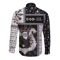 Vikings Christmas Long Sleeve Button Shirt Fa La La La Valhalla La - Wonder Print Shop