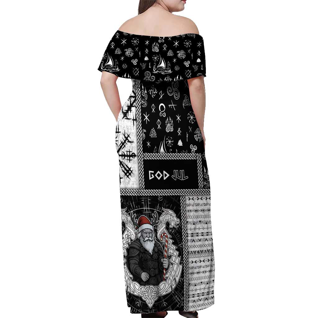 Vikings Christmas Off Shoulder Maxi Dress Fa La La La Valhalla La - Wonder Print Shop