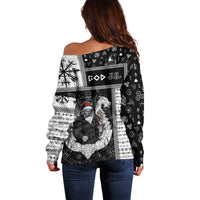 Vikings Christmas Off Shoulder Sweater Fa La La La Valhalla La - Wonder Print Shop