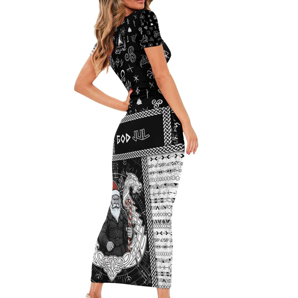 Vikings Christmas Short Sleeve Bodycon Dress Fa La La La Valhalla La - Wonder Print Shop