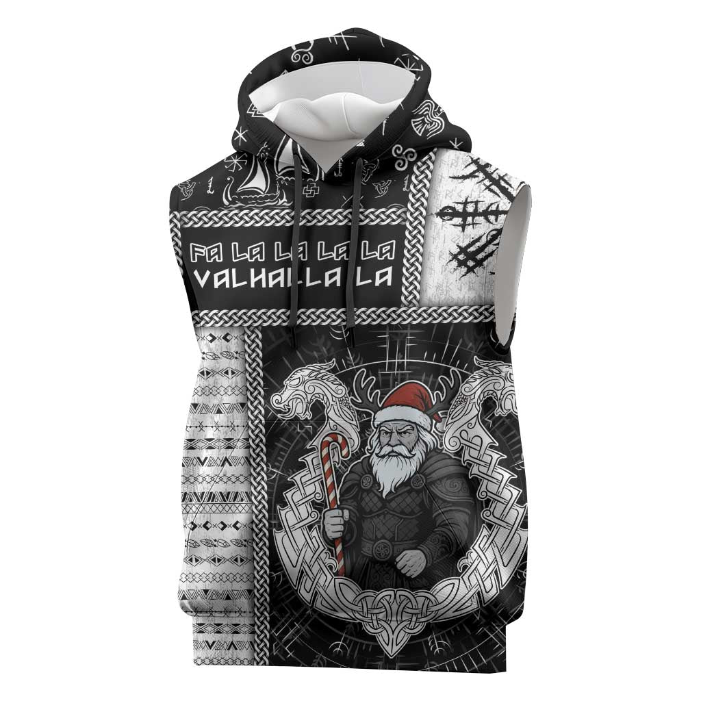 Vikings Christmas Sleeveless Hoodie Fa La La La Valhalla La - Wonder Print Shop