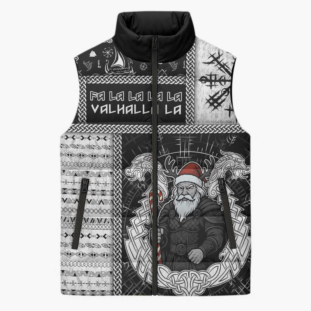 Vikings Christmas Sleeveless Puffer Jacket Fa La La La Valhalla La - Wonder Print Shop