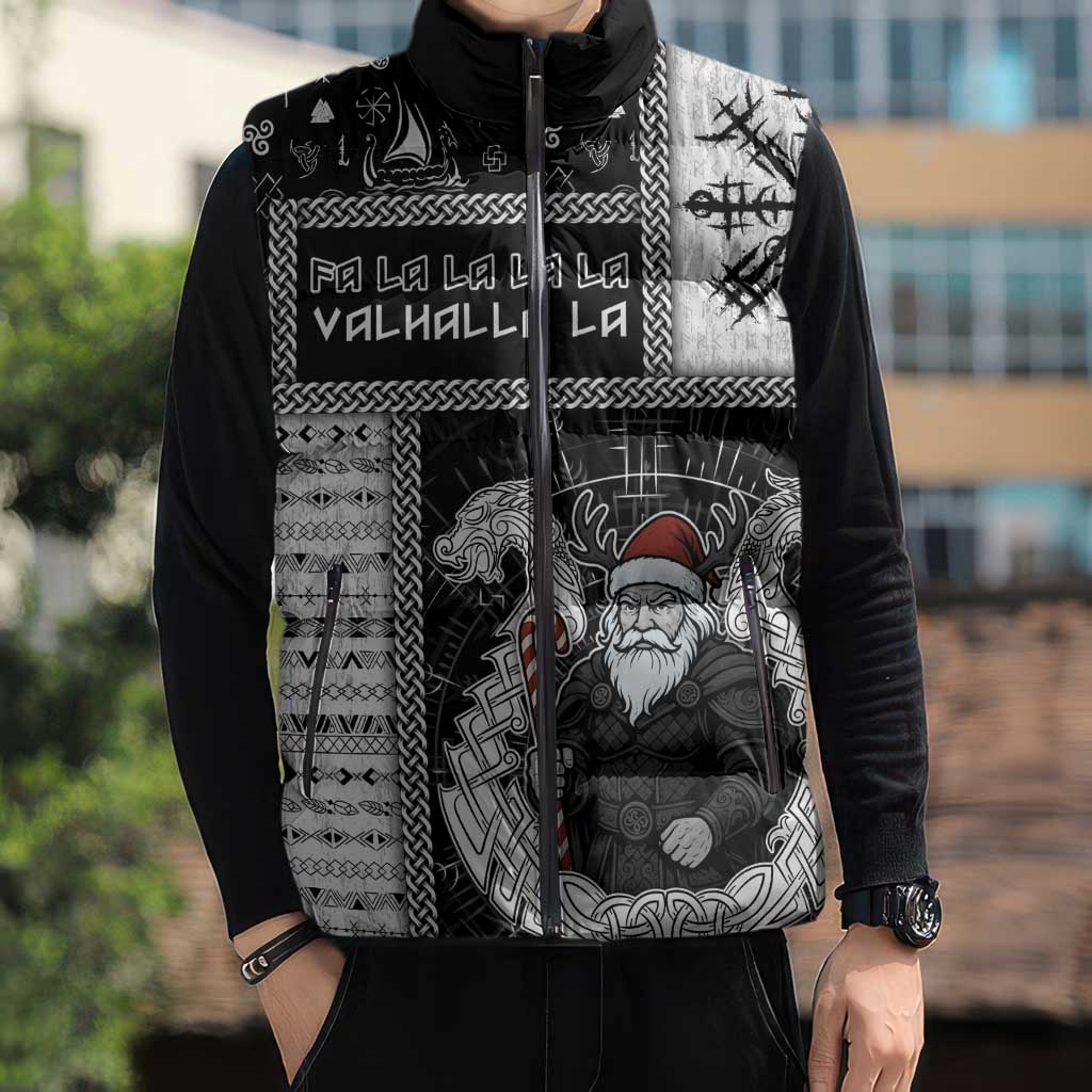 Vikings Christmas Sleeveless Puffer Jacket Fa La La La Valhalla La - Wonder Print Shop