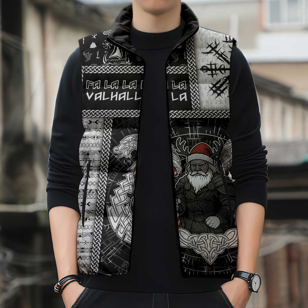 Vikings Christmas Sleeveless Puffer Jacket Fa La La La Valhalla La - Wonder Print Shop