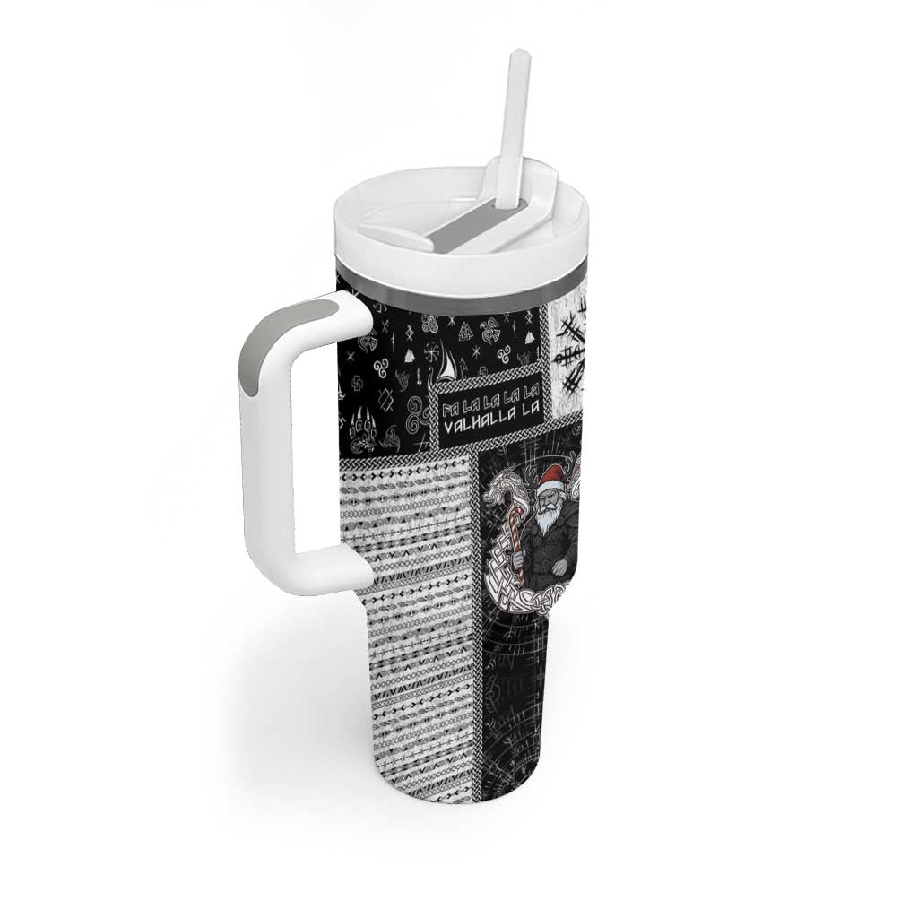 Vikings Christmas Tumbler With Handle Fa La La La Valhalla La - Wonder Print Shop