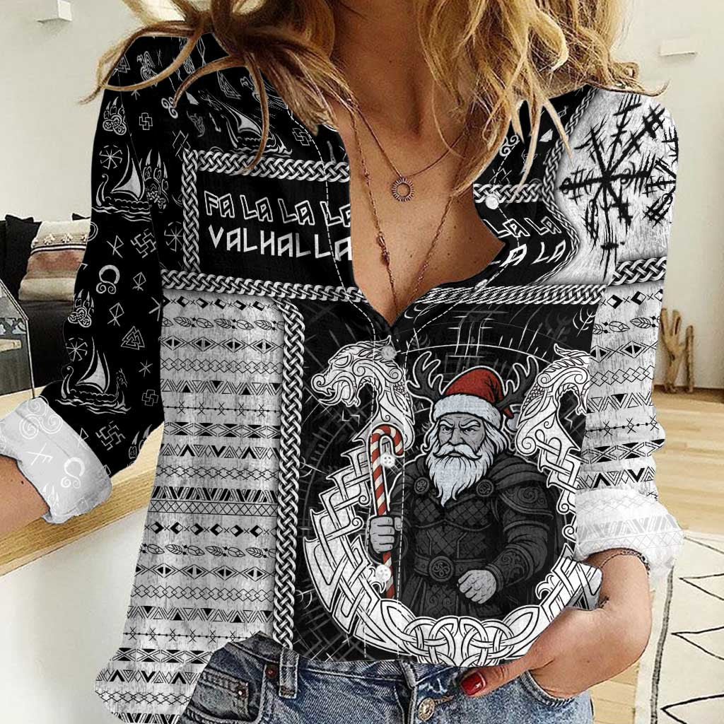Vikings Christmas Women Casual Shirt Fa La La La Valhalla La - Wonder Print Shop
