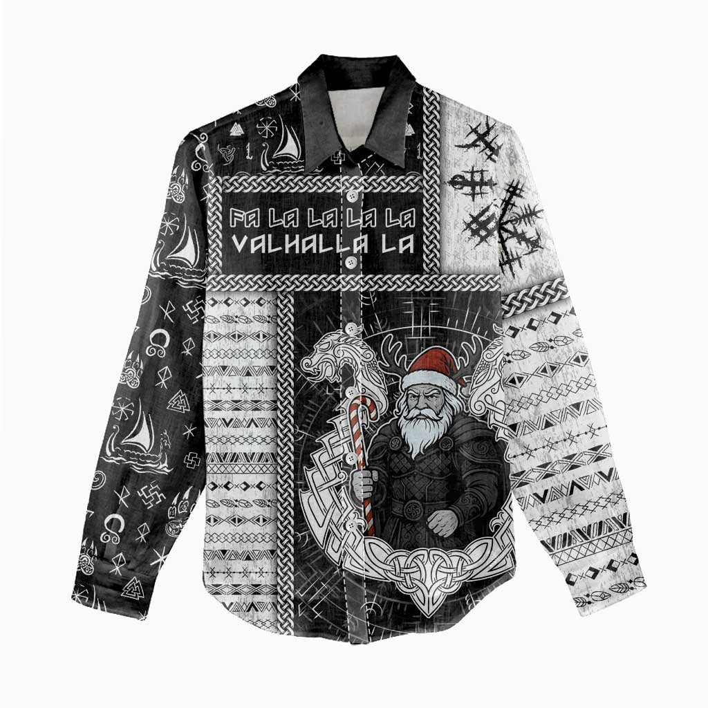 Vikings Christmas Women Casual Shirt Fa La La La Valhalla La - Wonder Print Shop