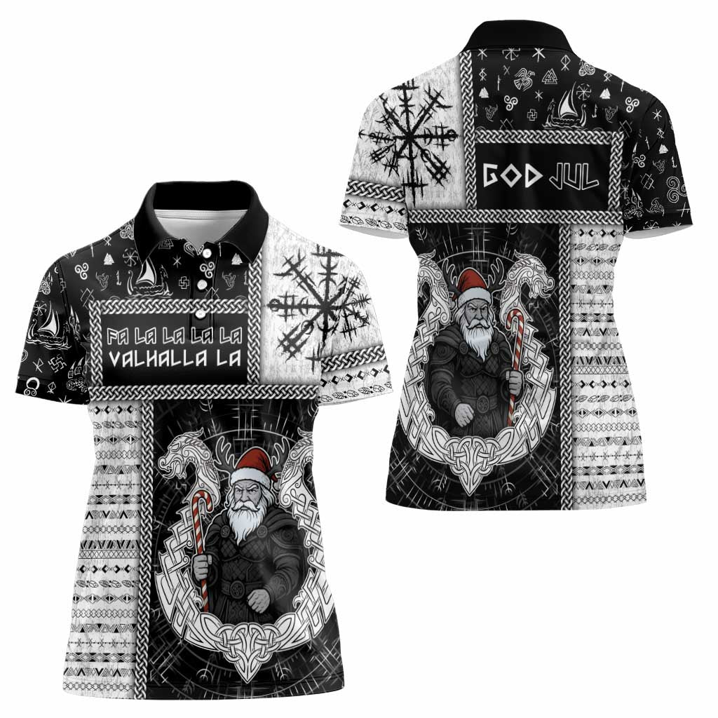 Vikings Christmas Women Polo Shirt Fa La La La Valhalla La - Wonder Print Shop
