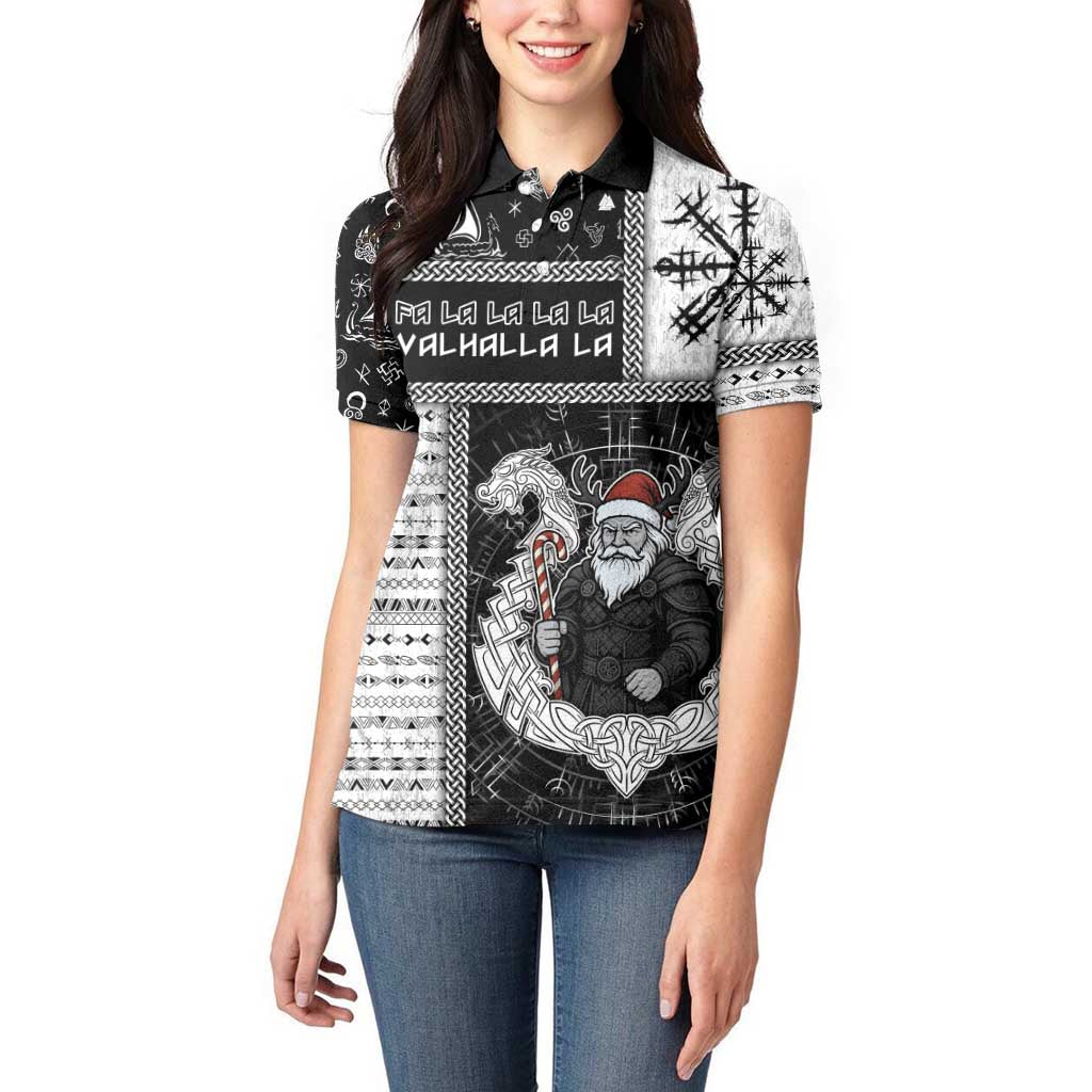 Vikings Christmas Women Polo Shirt Fa La La La Valhalla La - Wonder Print Shop
