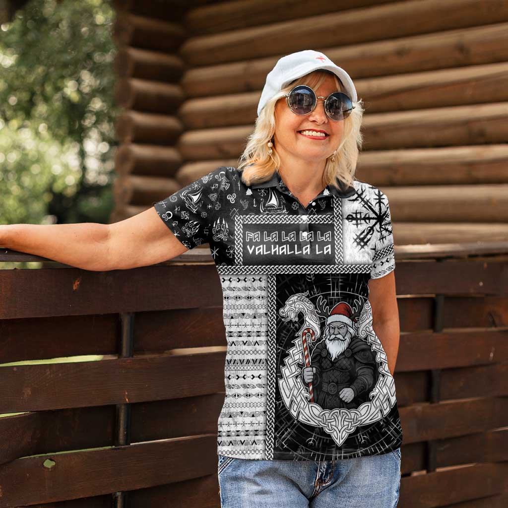 Vikings Christmas Women Polo Shirt Fa La La La Valhalla La - Wonder Print Shop