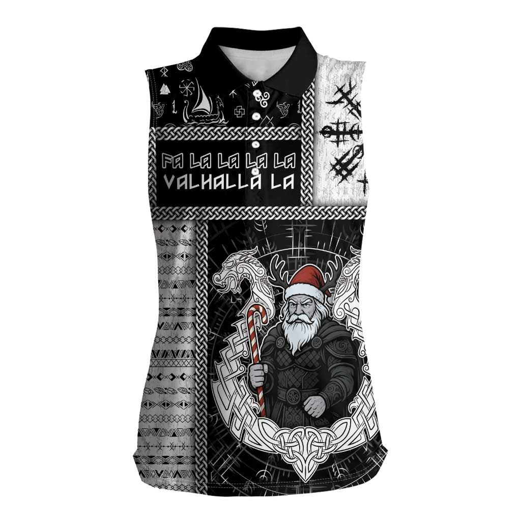 Vikings Christmas Women Sleeveless Polo Shirt Fa La La La Valhalla La - Wonder Print Shop