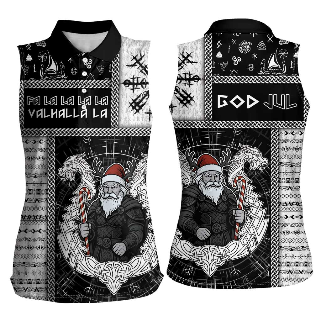 Vikings Christmas Women Sleeveless Polo Shirt Fa La La La Valhalla La - Wonder Print Shop